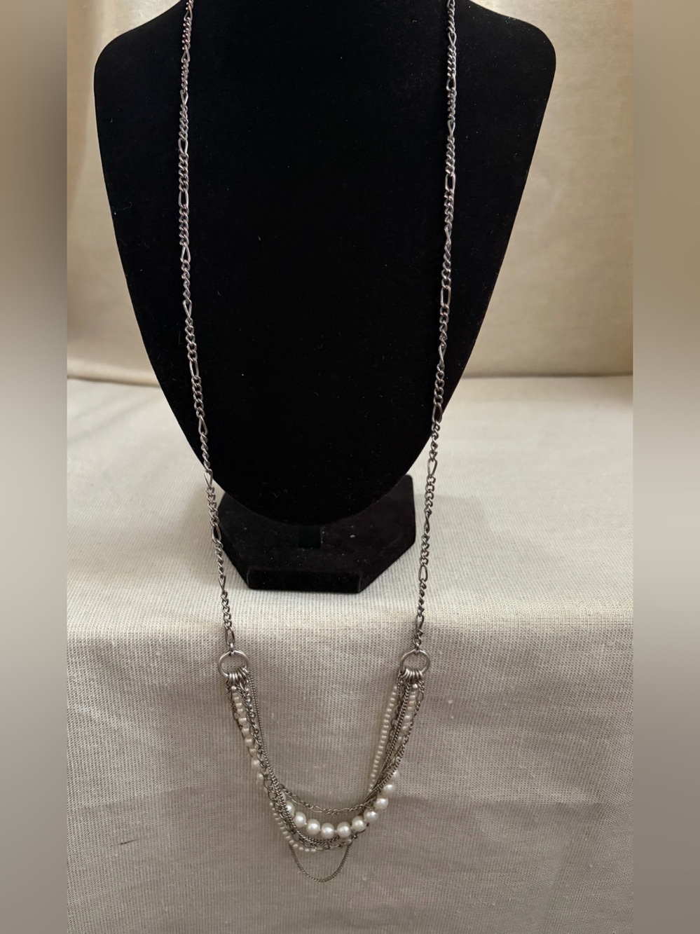 AEO Layered Silver Pearl-Accent Necklace